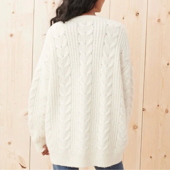 JENNI KAYNE Cable Cocoon Cardigan in Ivory SMALL NWT - Picture 4 of 9